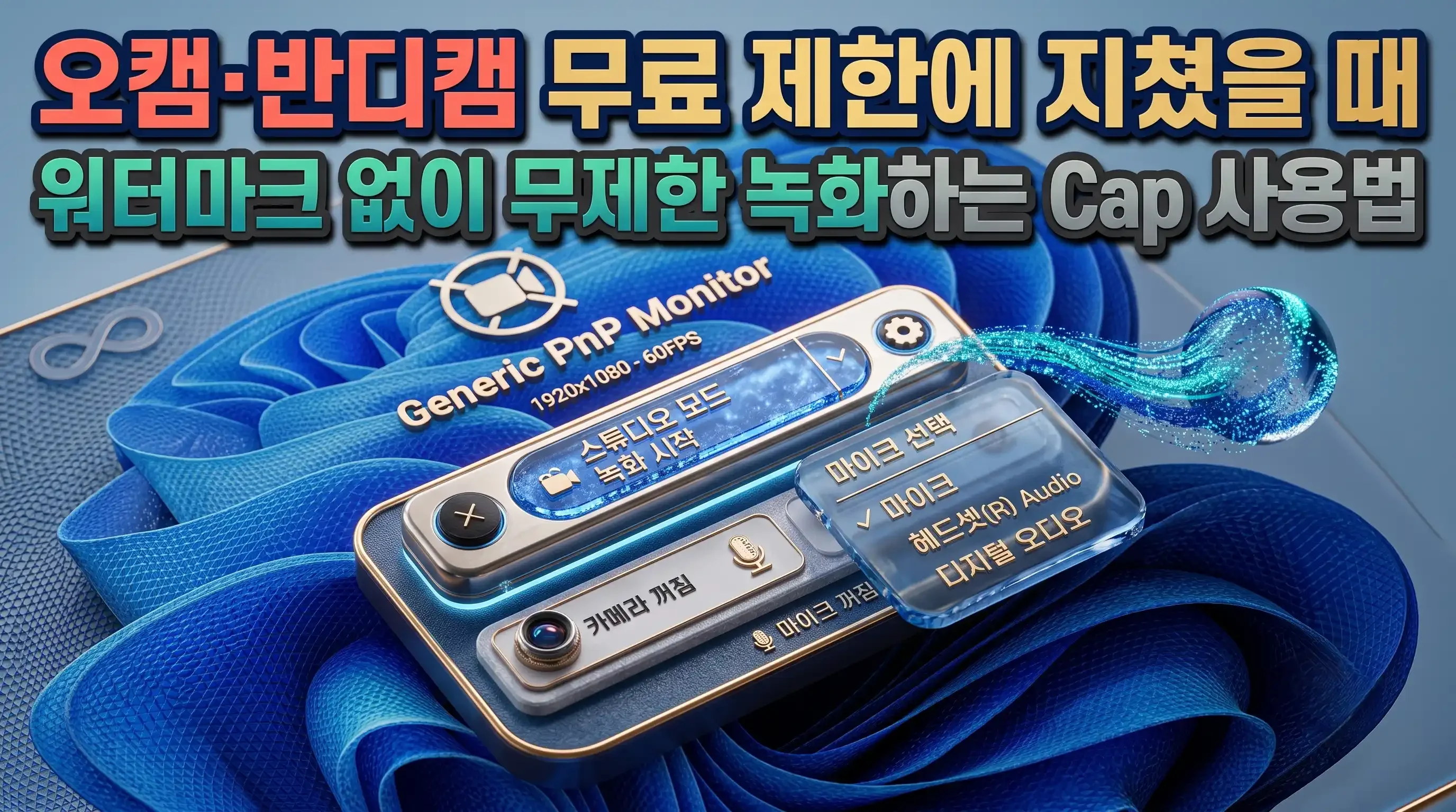 Cap 메인 화면에서 시간제한 없는 Studio 모드로 화면과 시스템 소리를 지정하는 모습